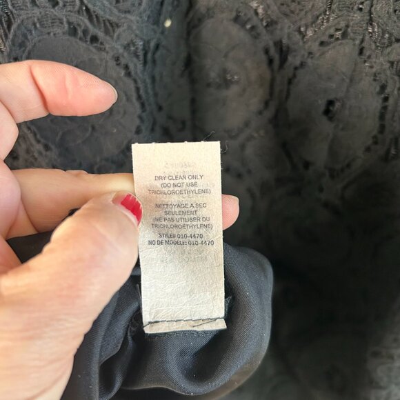 Nanette Lepore Dress Black Lace Overlay Sheath Cap Sleeve SZ8 Cocktail Party - Picture 10 of 10